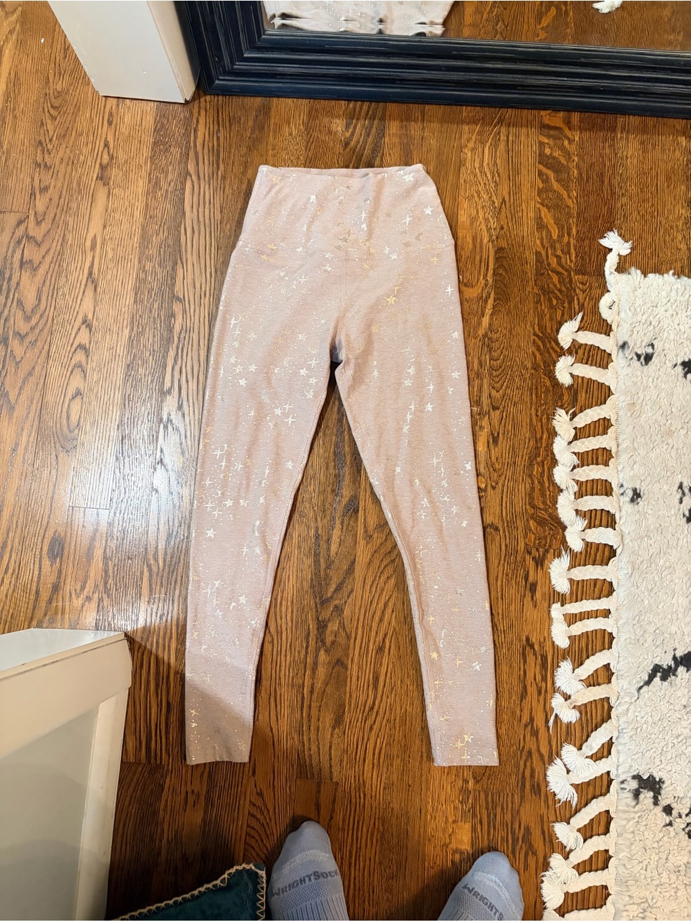 Beyond Yoga Taupe Leggings with Gold Stars